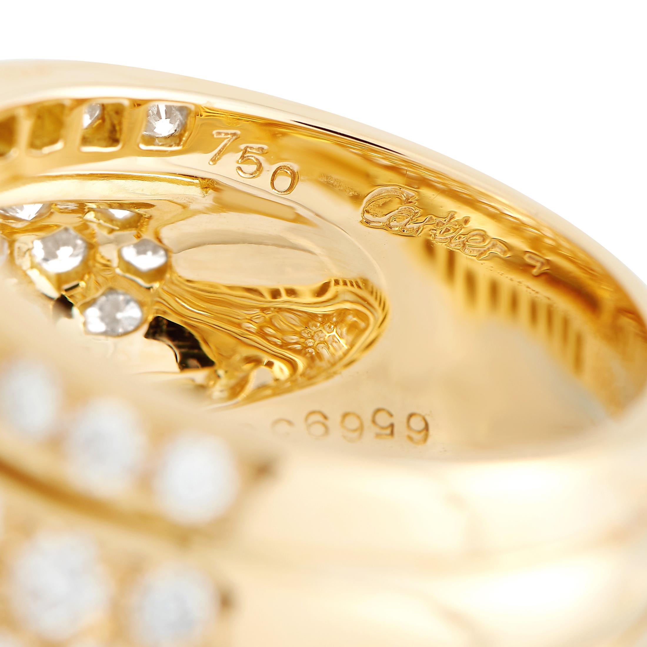 Round Cut Cartier Nigeria 18k Yellow Gold 5.0ct Diamond Bombé Ring For Sale