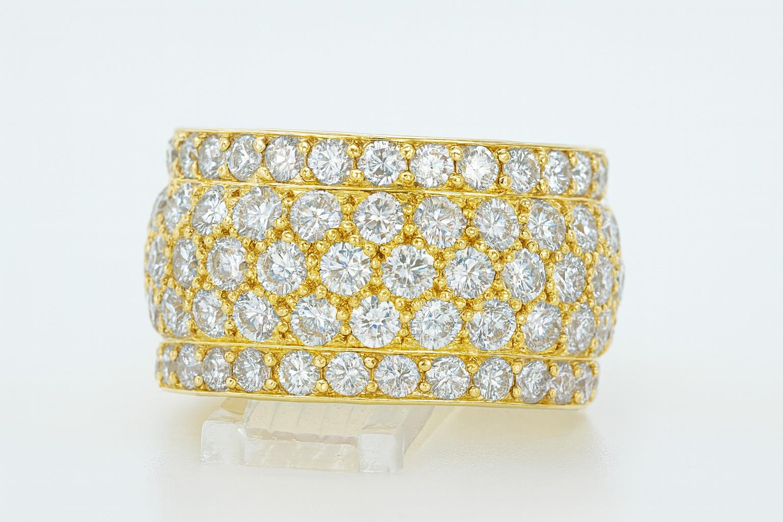 Contemporary Cartier Nigeria 18K Yellow Gold Diamond Wide Band Ring For Sale