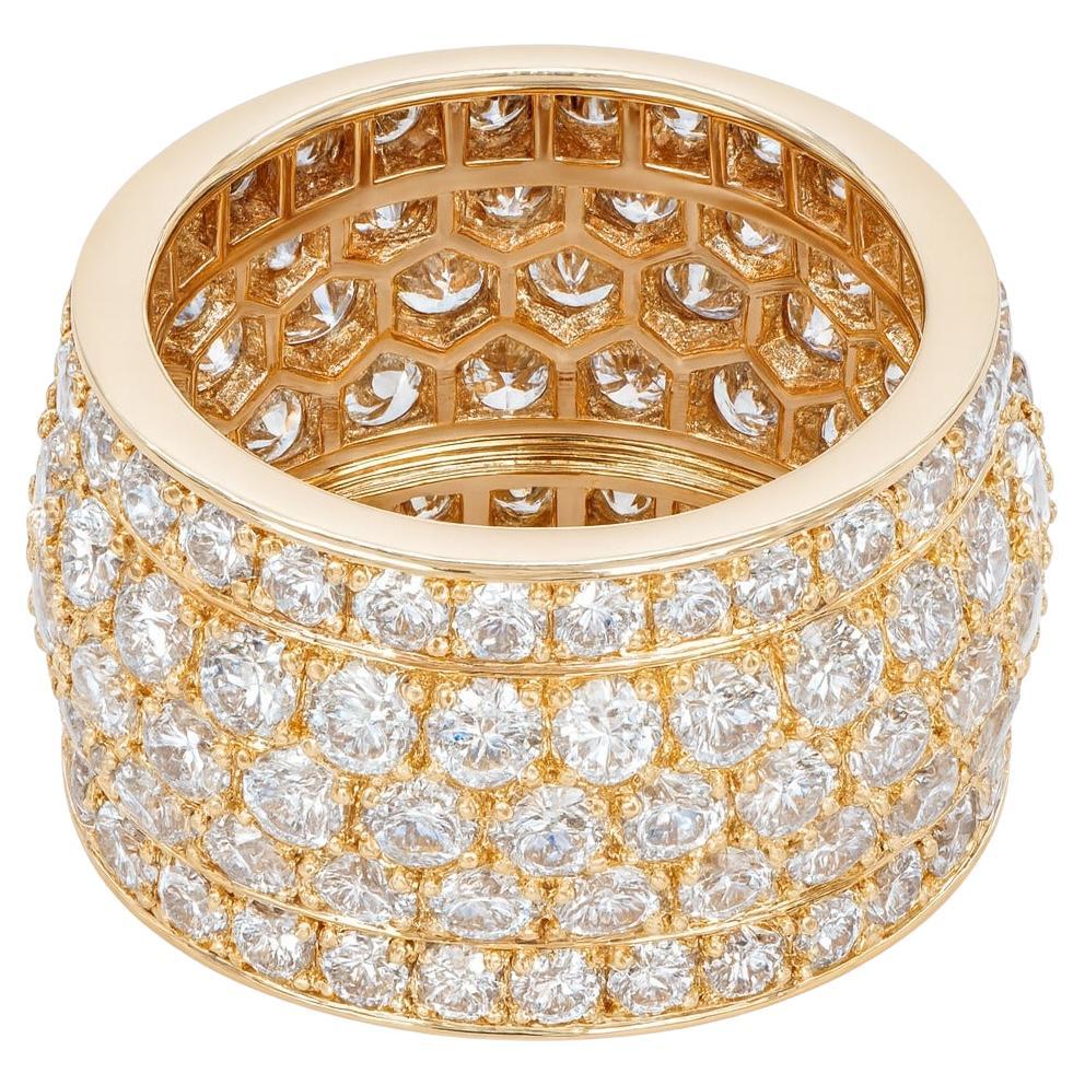 Cartier Nigeria 18K Yellow Gold Diamond Wide Band Ring For Sale
