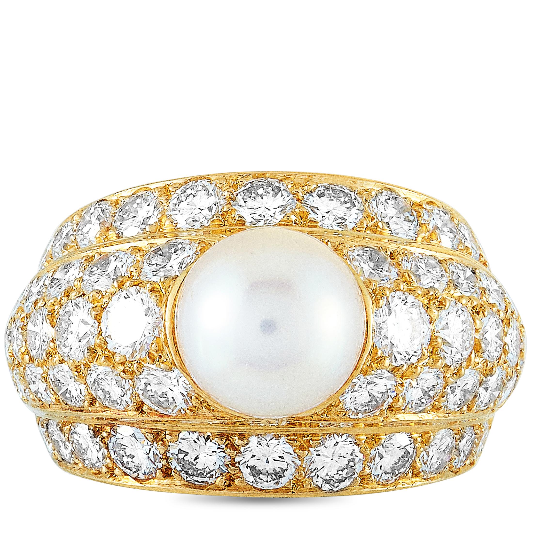 Cartier Nigeria, 2.00 Carat Diamond and Pearl Yellow Gold Ring 2