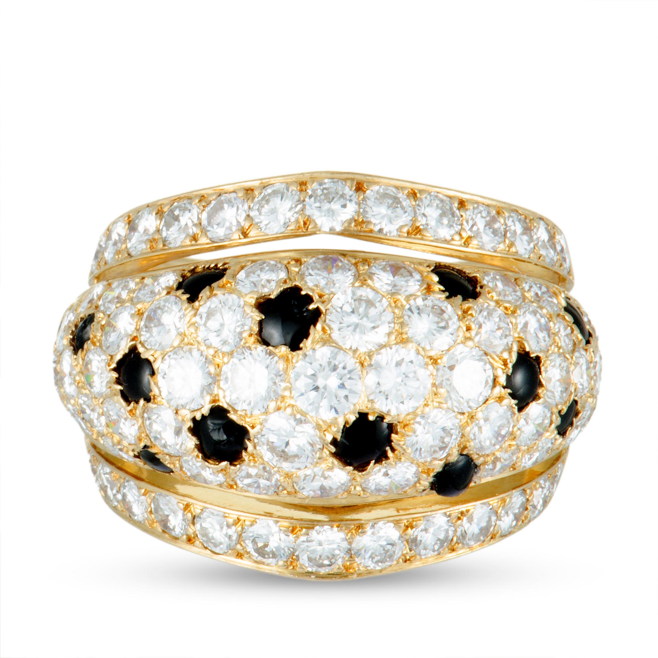 Cartier Nigeria Diamond and Onyx Pave Yellow Gold Wide Band Ring 1