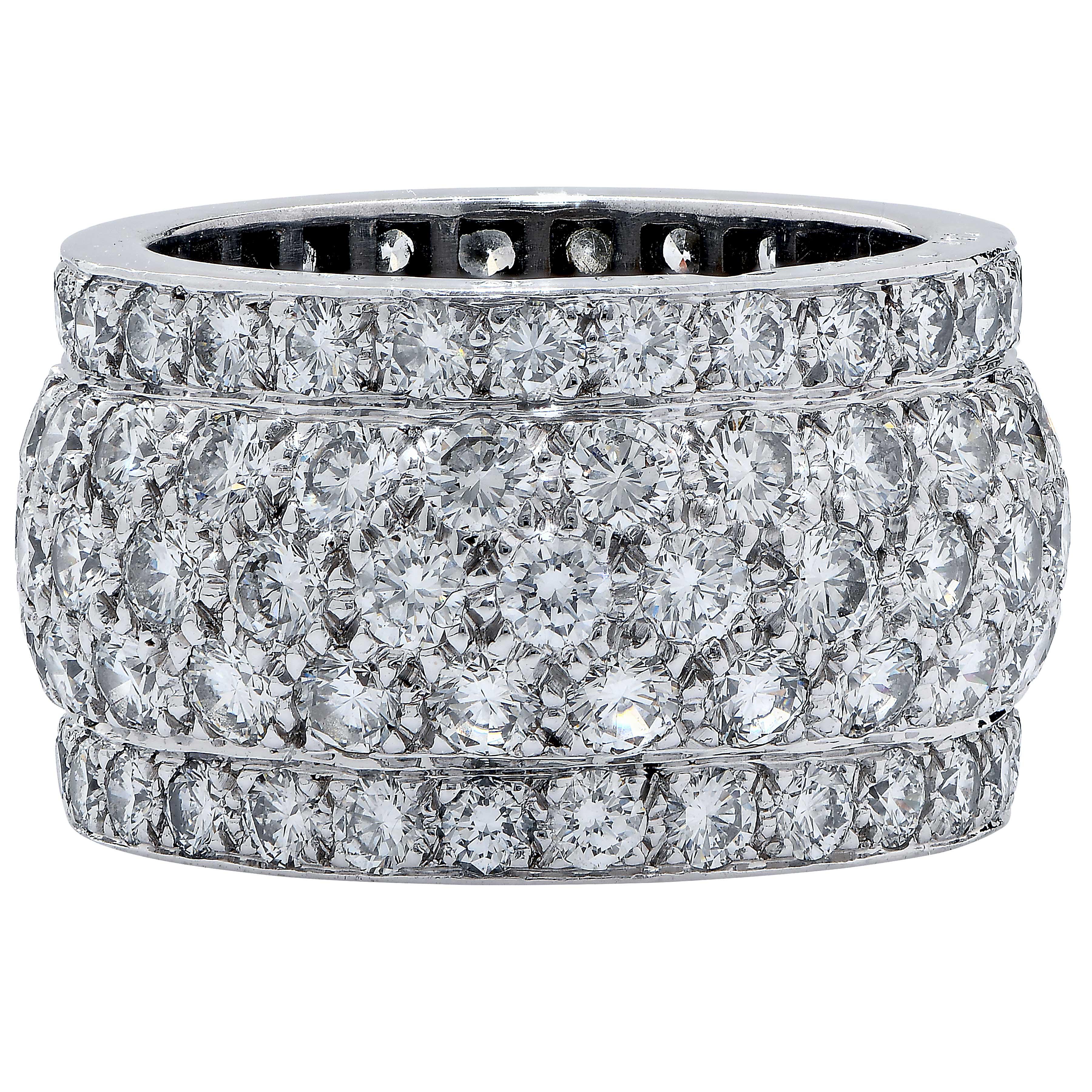 Cartier Nigeria Diamond Band. Size 50 ( US 5 1/4) Featuring 122 Round Brilliant Cut Diamonds F Color, VS or Better Clarity. Estimated total diamond weight 5.5 Carats. 
Ring Size: 5 1/4 (50)
Metal Weight:
