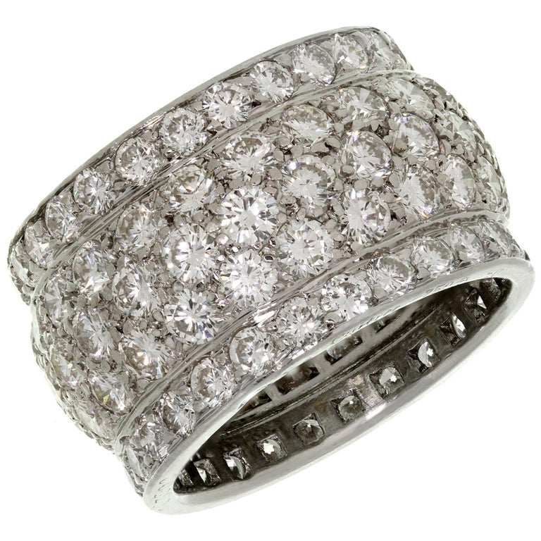 Cartier Nigeria Diamond White Gold Wide Dome Band Ring For Sale at 1stdibs