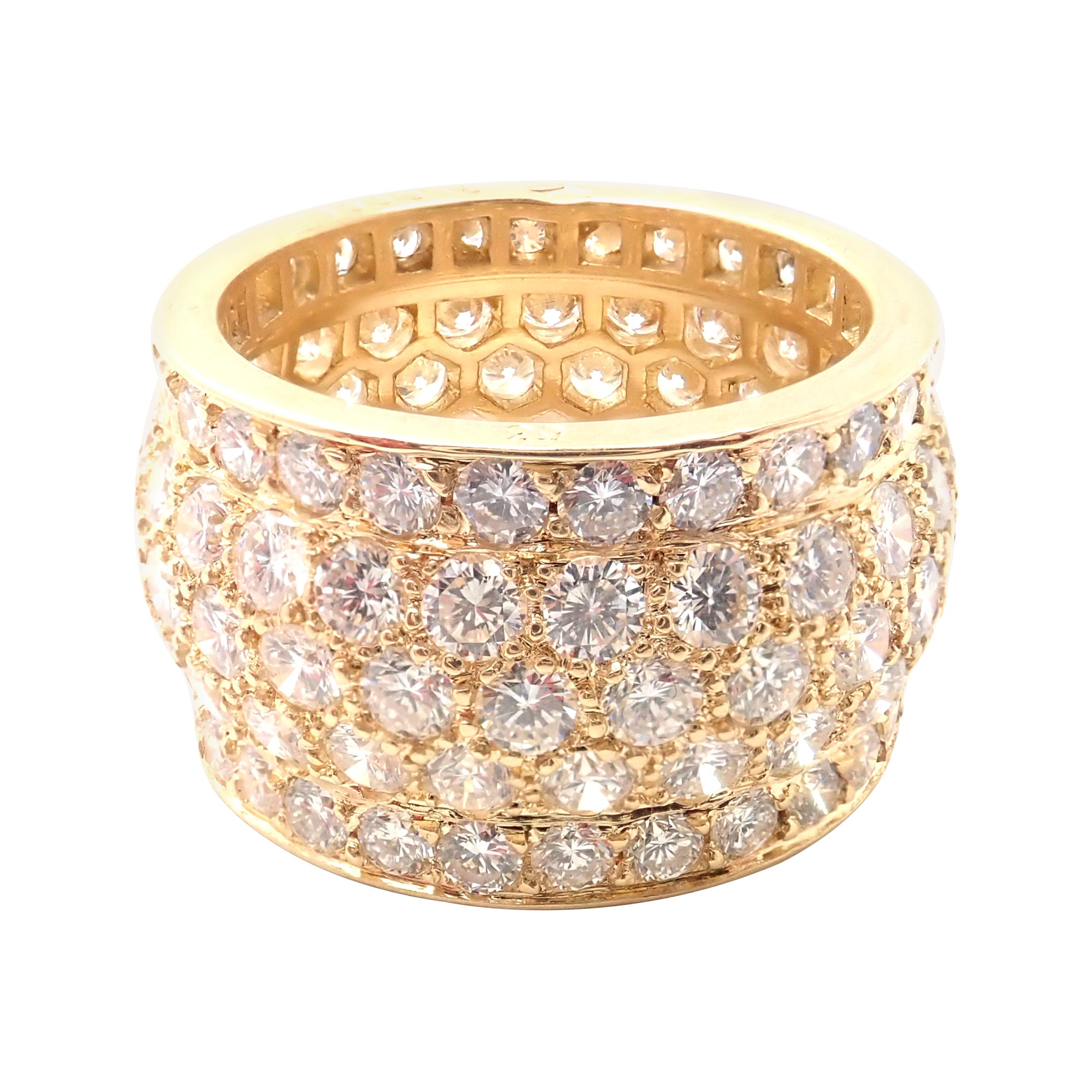 Cartier Nigeria Diamond Wide Yellow Gold Band Ring