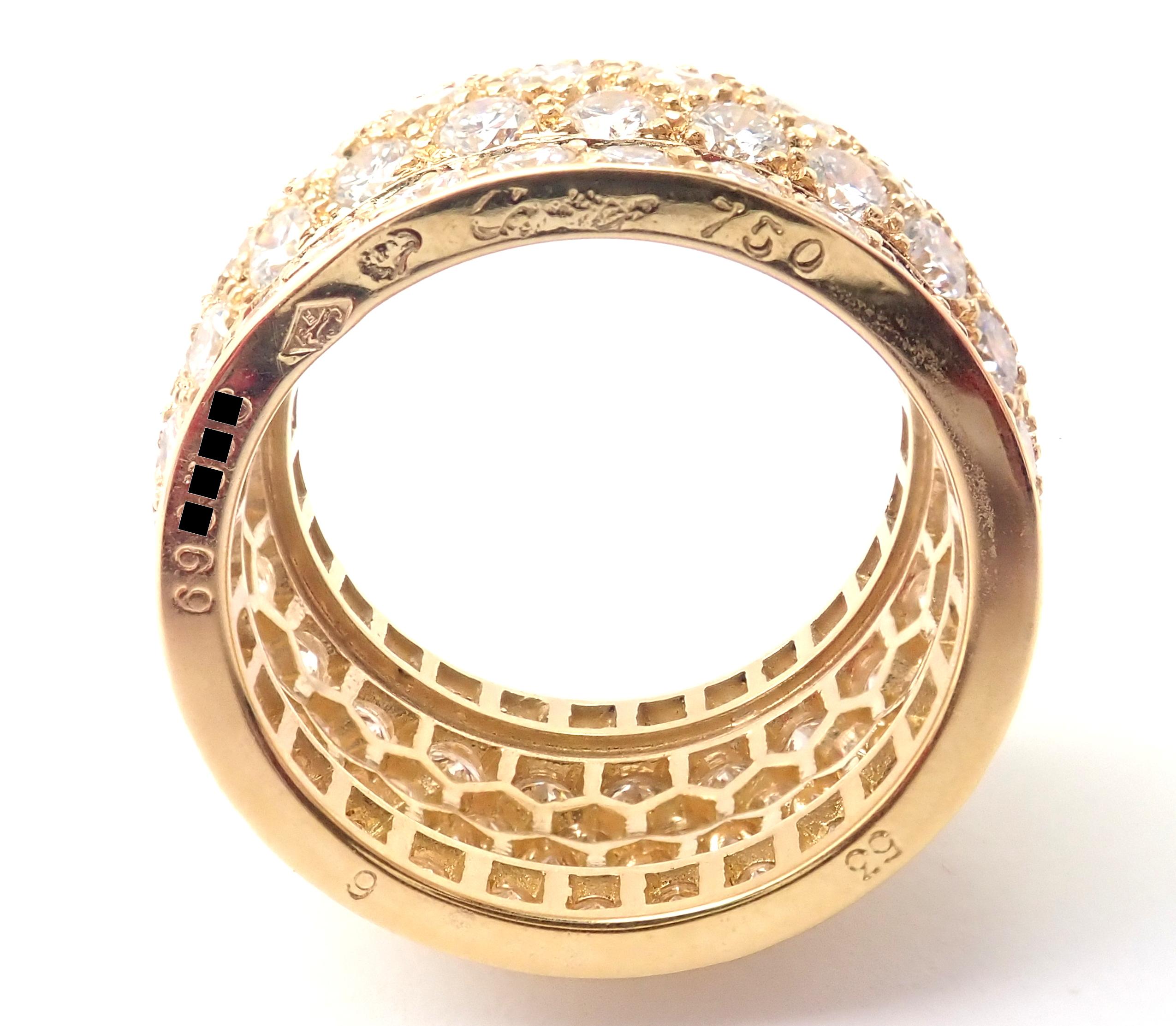 Cartier Nigeria Diamond Wide Yellow Gold Band Ring In Excellent Condition For Sale In Holland, PA