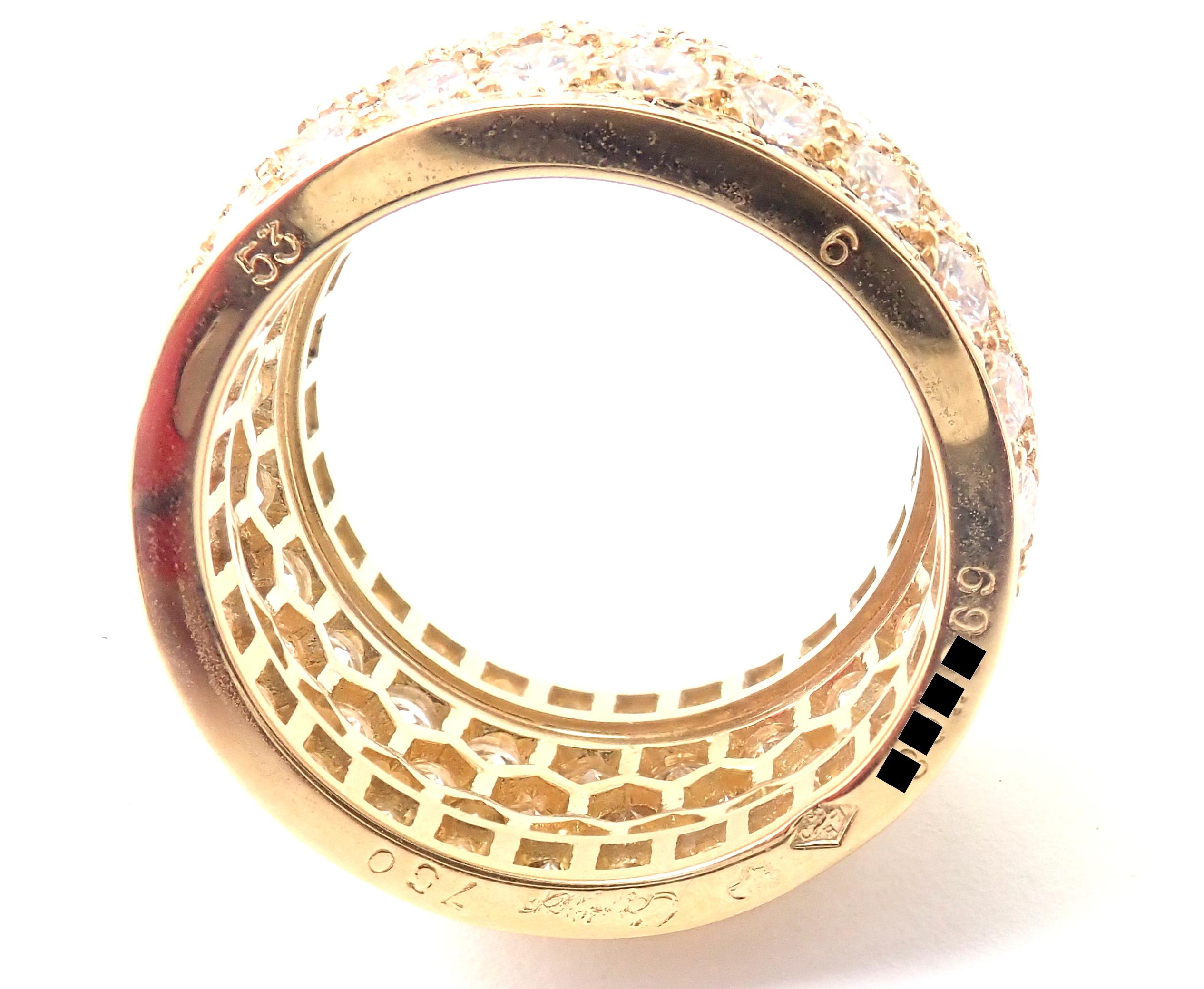 Women's or Men's Cartier Nigeria Diamond Wide Yellow Gold Band Ring For Sale