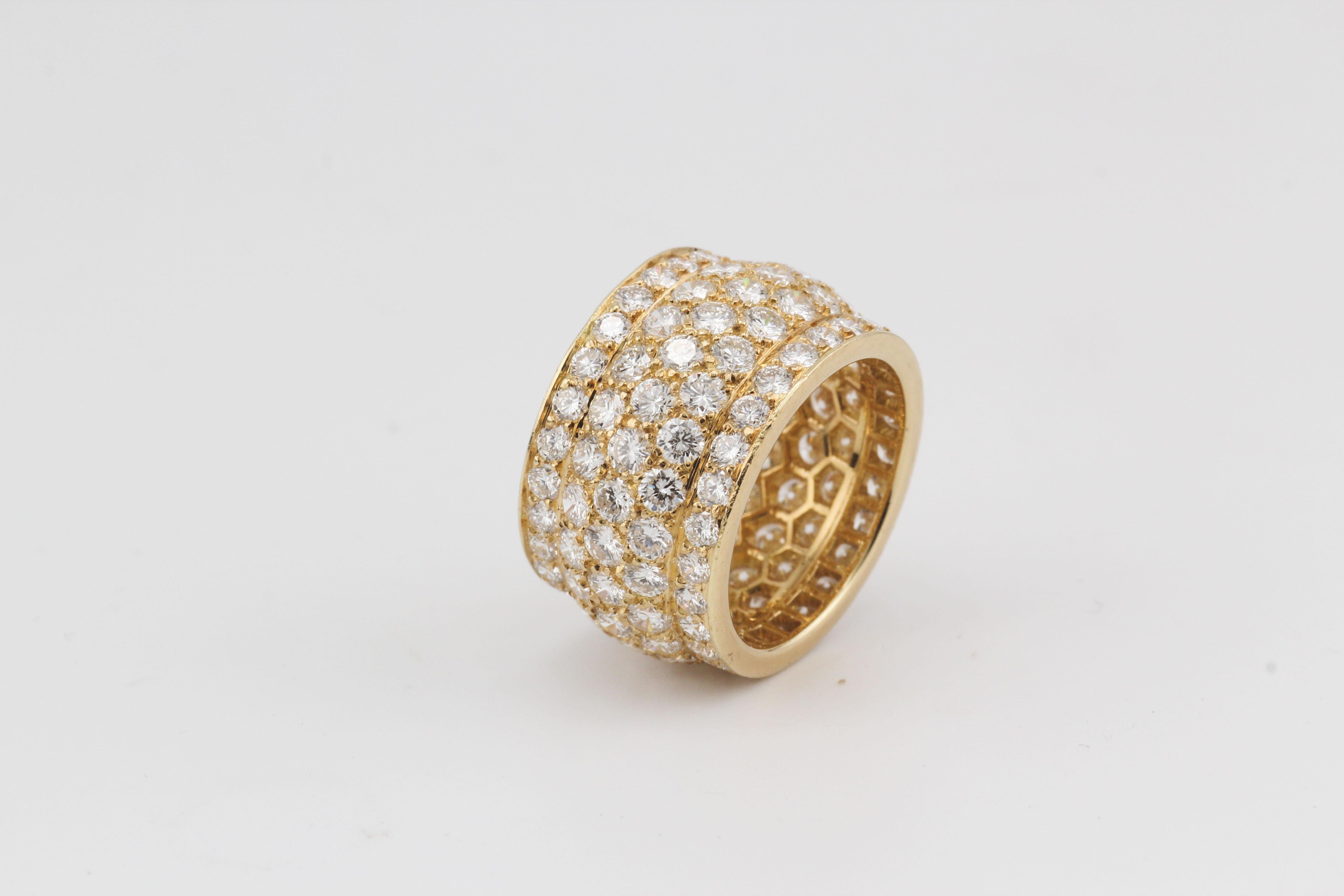 Contemporary Cartier Nigeria Five-Row Diamond 18 Karat Yellow Gold Band Size 5.25