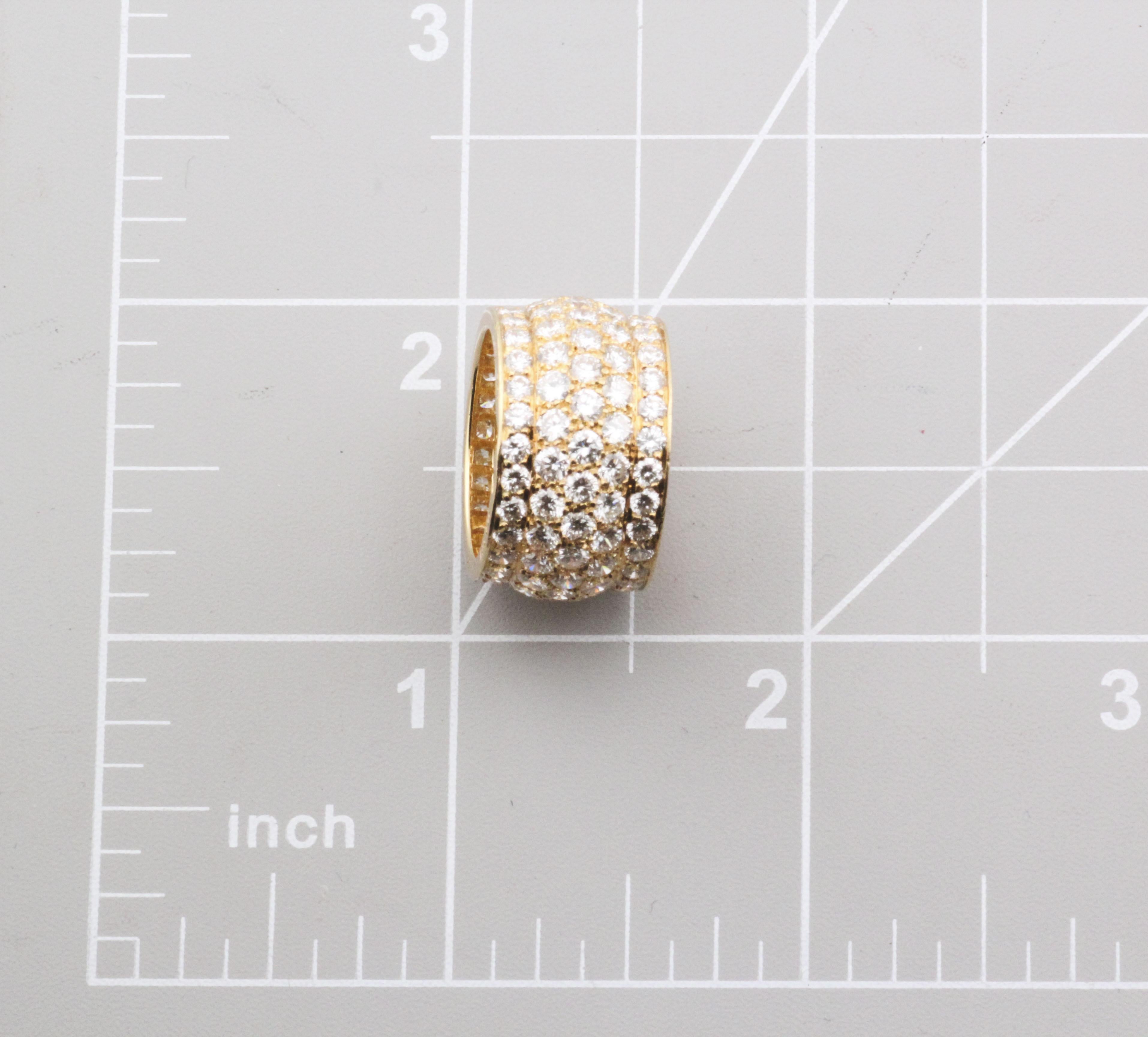 Cartier Nigeria Five-Row Diamond 18 Karat Yellow Gold Band Size 5.25 3