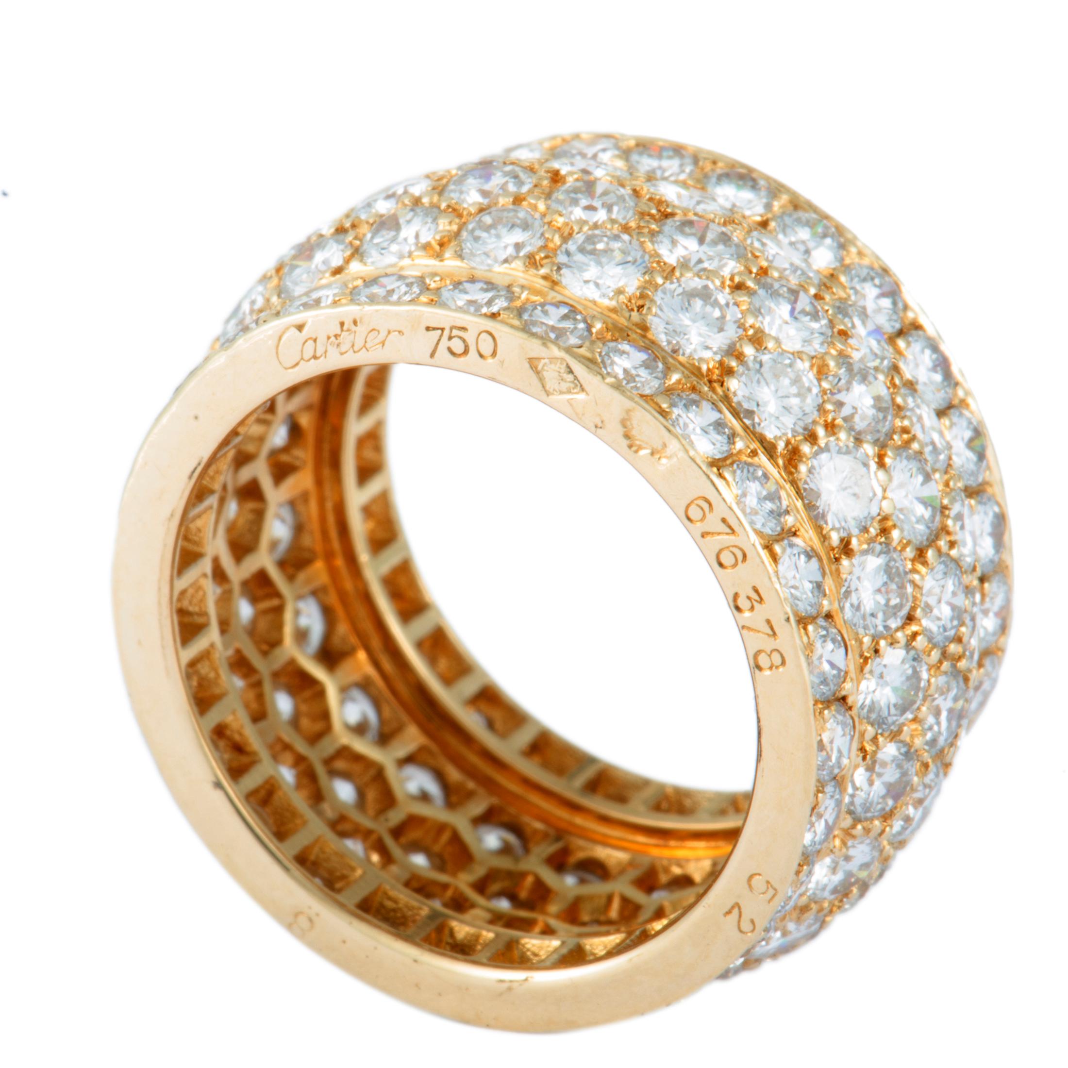 Cartier Nigeria Full Diamond Pave Wide Yellow Gold Band Ring 1