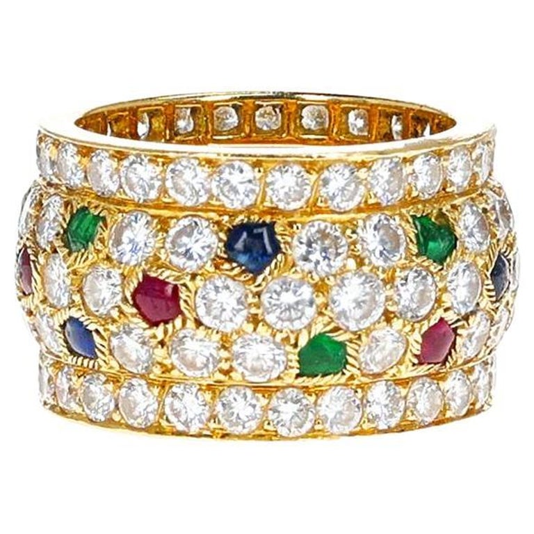 Cartier Nigeria Ring with Ruby, Emerald, Sapphire and Diamond, 18k with  Paper For Sale at 1stDibs