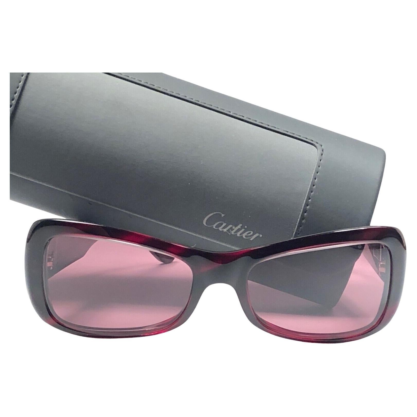 Cartier NIOBE Dark Tortoise 8k Plated Accents 1990 Lunettes de soleil 53mm France