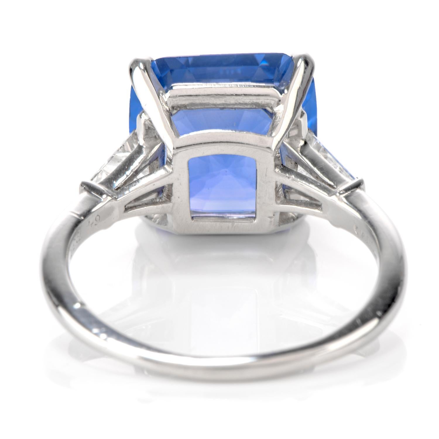 Cartier No Heat Ceylon Natural Sapphire Diamond Engagement Ring, AGL Certified In Excellent Condition In Miami, FL