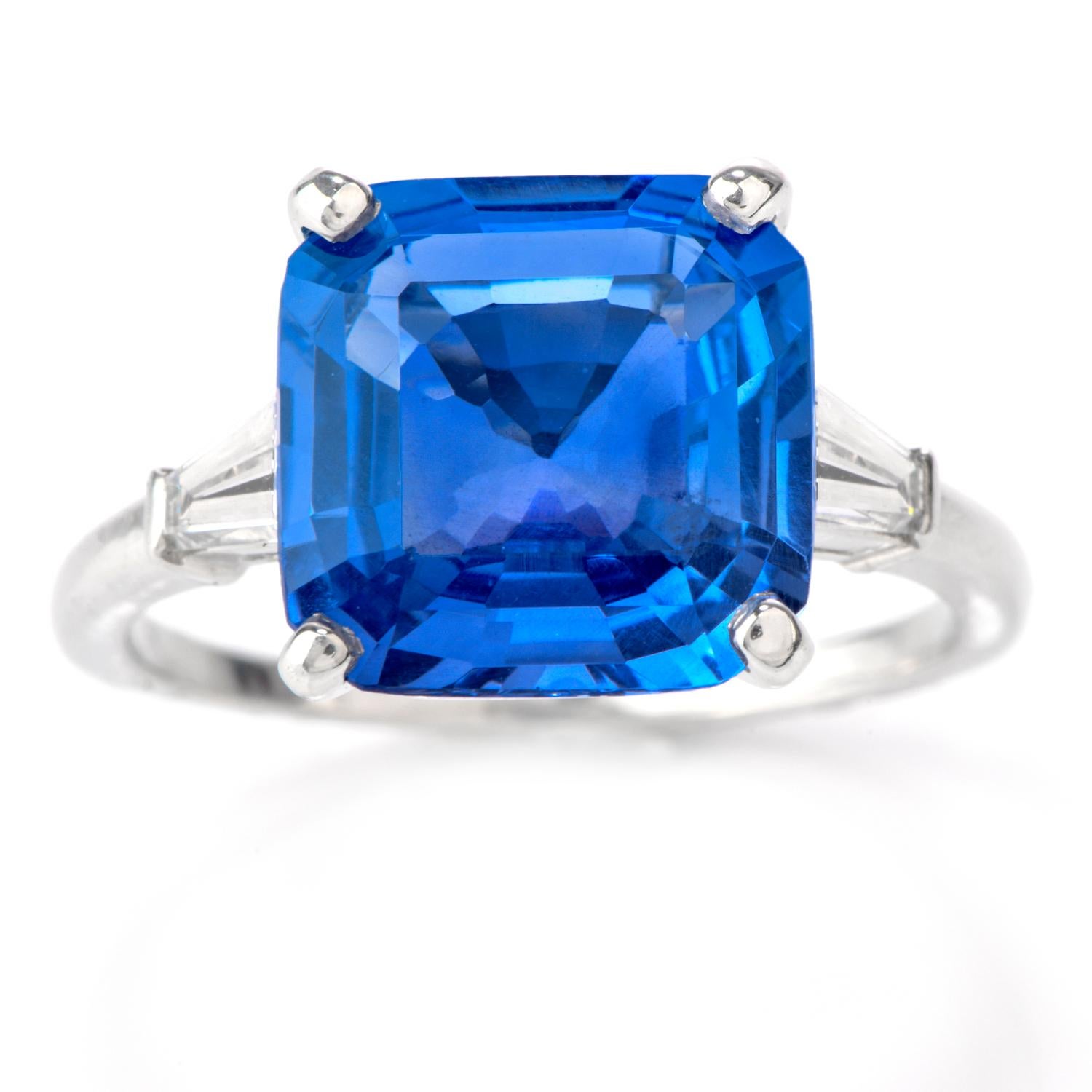 Women's or Men's Cartier No Heat Ceylon Natural Sapphire Diamond Engagement Ring, AGL Certified