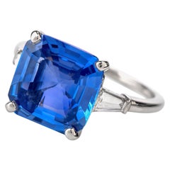 Vintage Cartier No Heat Ceylon Natural Sapphire Diamond Engagement Ring, AGL Certified