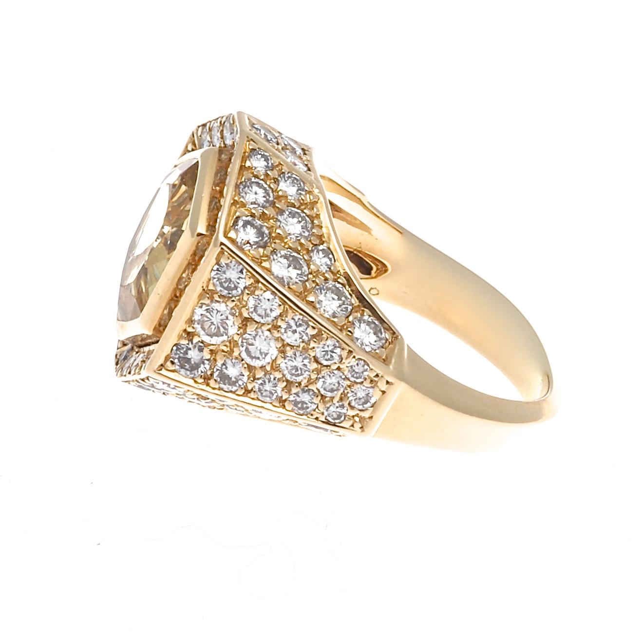 Modern Cartier No Heat Ceylon Yellow Sapphire Diamond Gold Ring