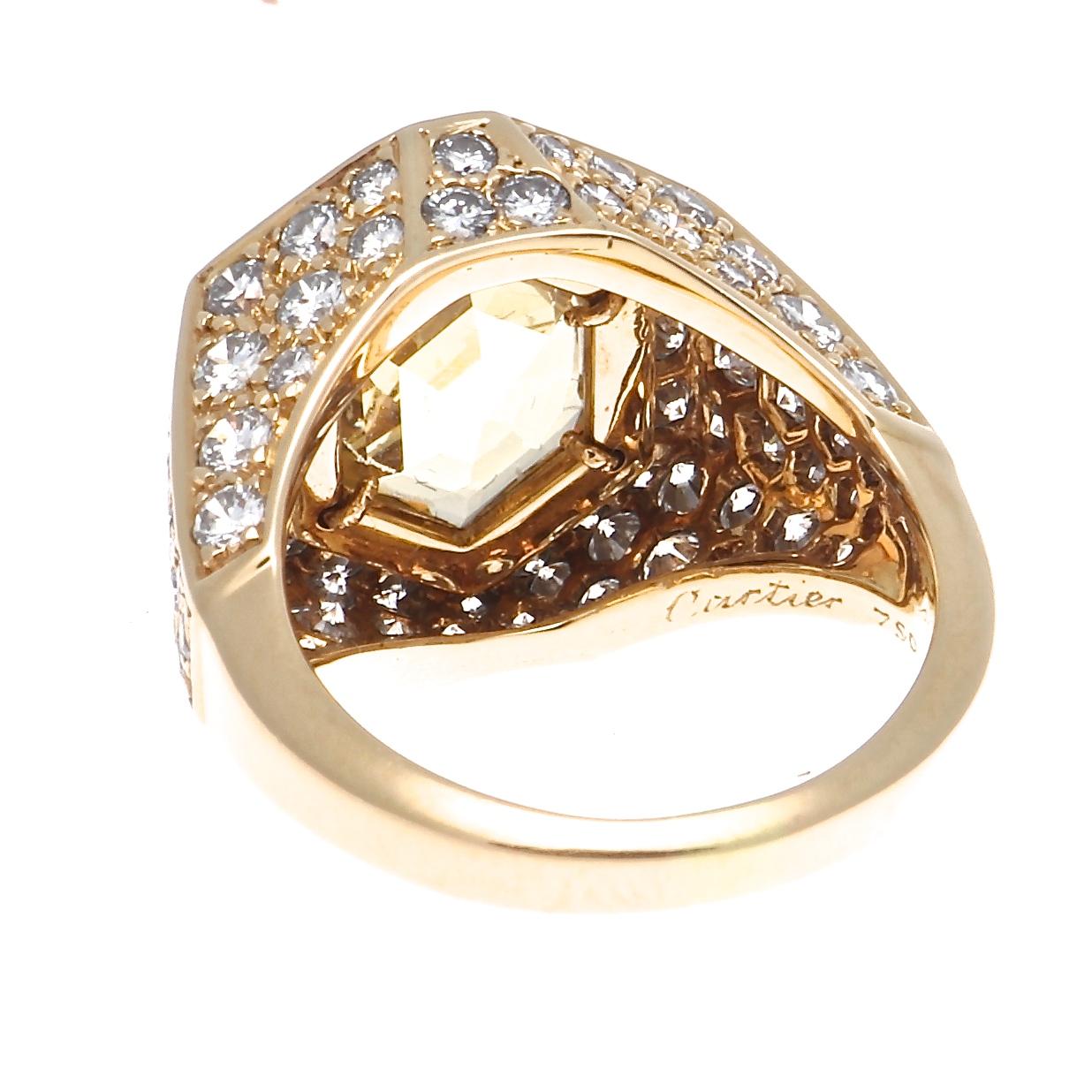 Cartier No Heat Ceylon Yellow Sapphire Diamond Gold Ring In Excellent Condition In Beverly Hills, CA