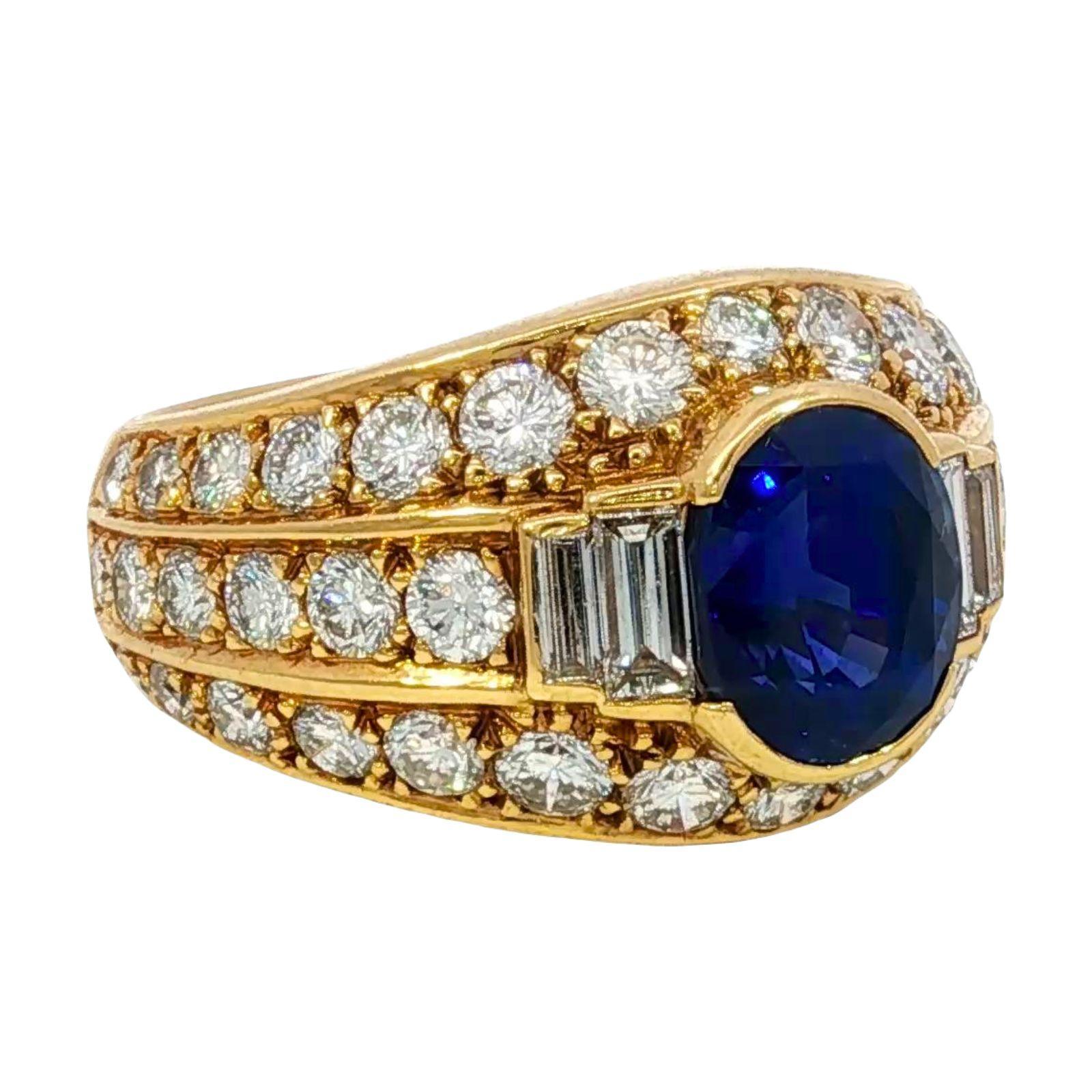 Cartier No Heat Anello con zaffiro e diamante blu reale in oro giallo 18 carati ~5.71ctw in vendita 5