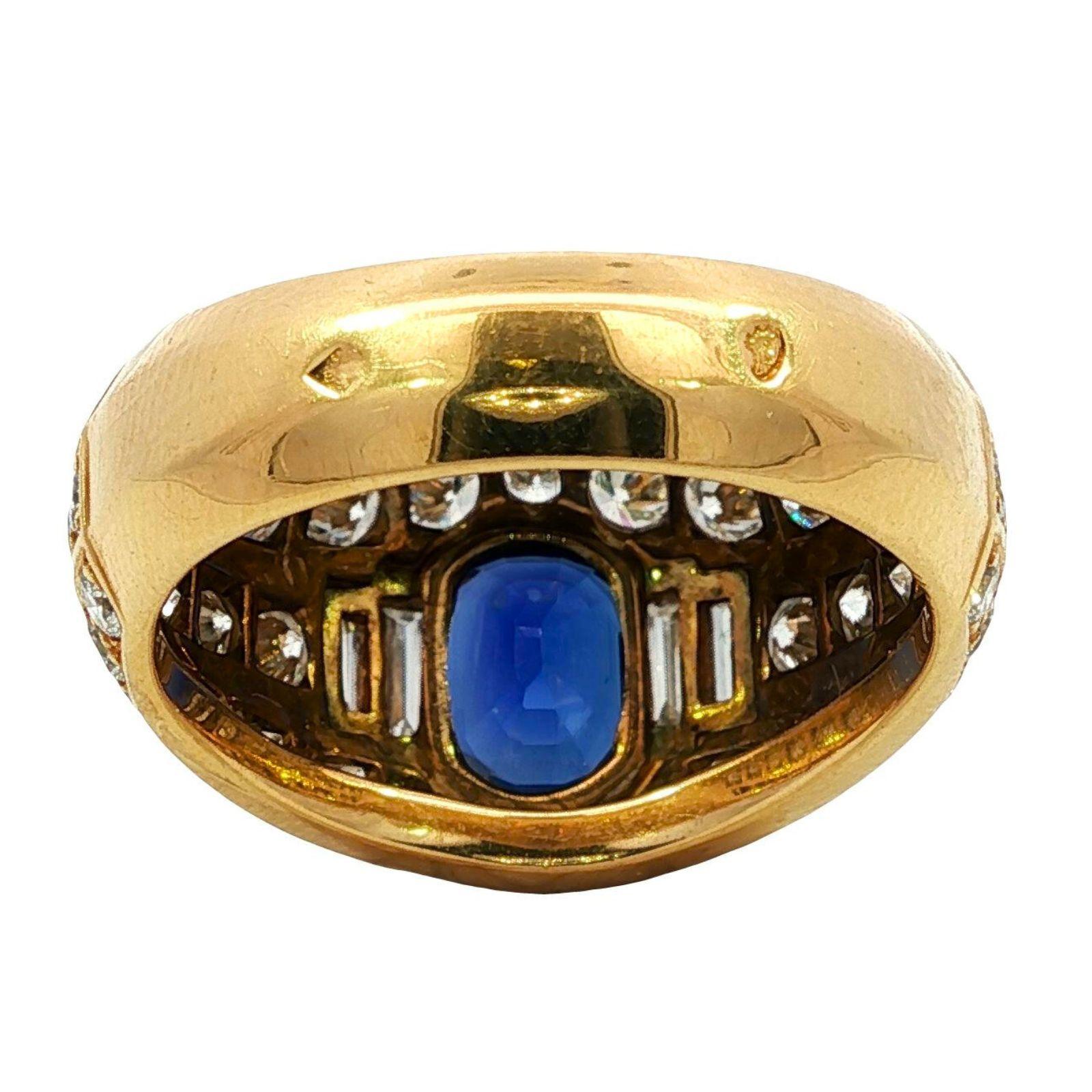 Cartier No Heat Anello con zaffiro e diamante blu reale in oro giallo 18 carati ~5.71ctw in vendita 8
