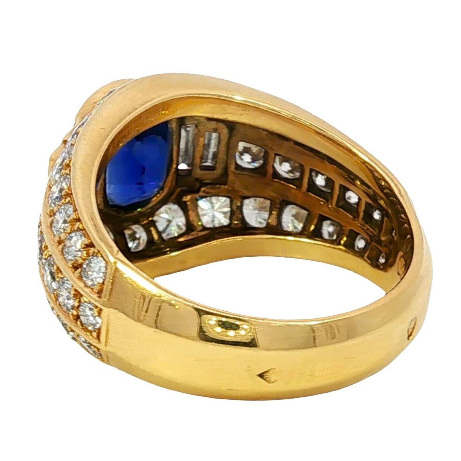 Cartier No Heat Anello con zaffiro e diamante blu reale in oro giallo 18 carati ~5.71ctw in vendita 2