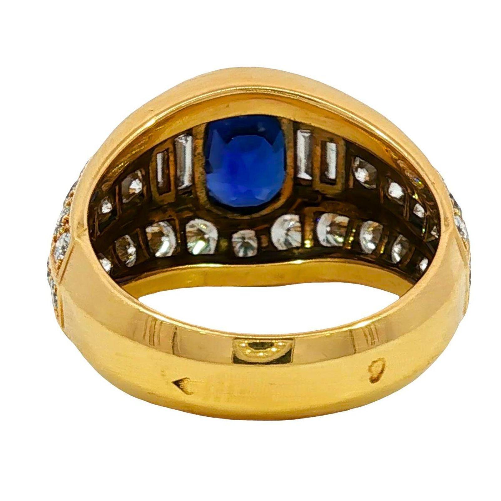 Cartier No Heat Anello con zaffiro e diamante blu reale in oro giallo 18 carati ~5.71ctw in vendita 3