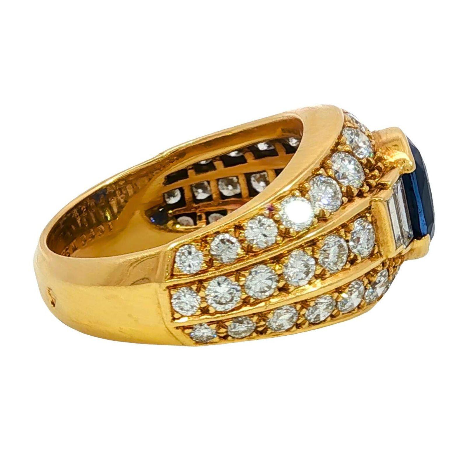 Cartier No Heat Anello con zaffiro e diamante blu reale in oro giallo 18 carati ~5.71ctw in vendita 4