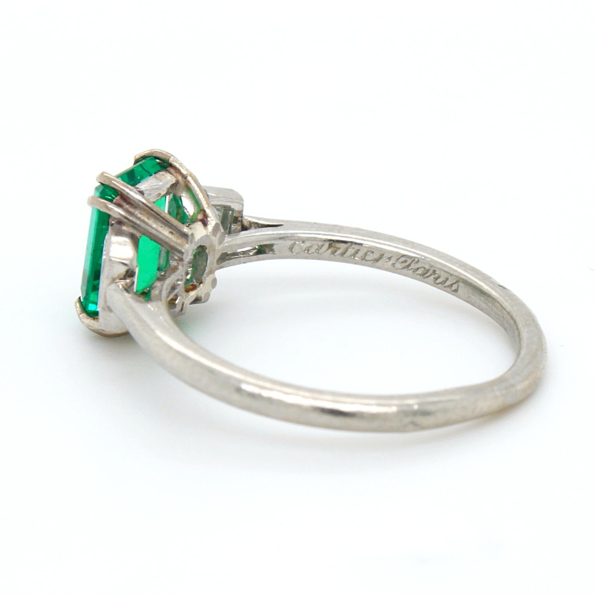 Cartier No-Oil Emerald and Diamond Ring, Art Deco, ca. 1920s 2