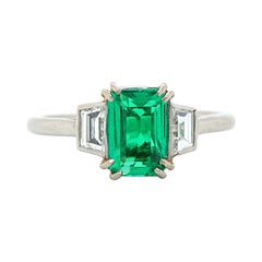 Cartier No-Oil Emerald and Diamond Ring, Art Deco, ca. 1920s