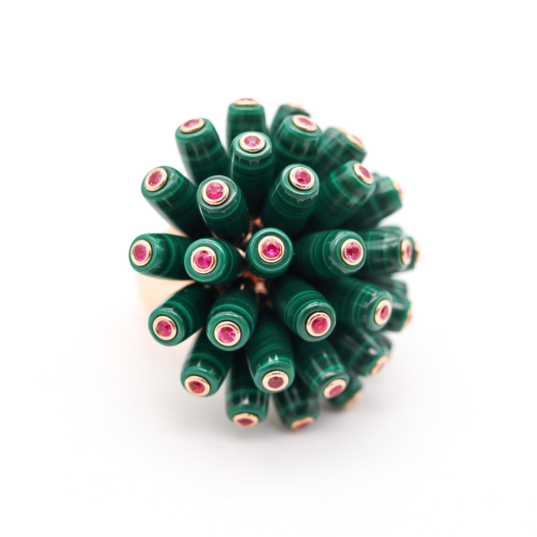 Cartier Nouvelle Bague Cocktail Ring In 18Kt Gold With Malachite And Rubies 4