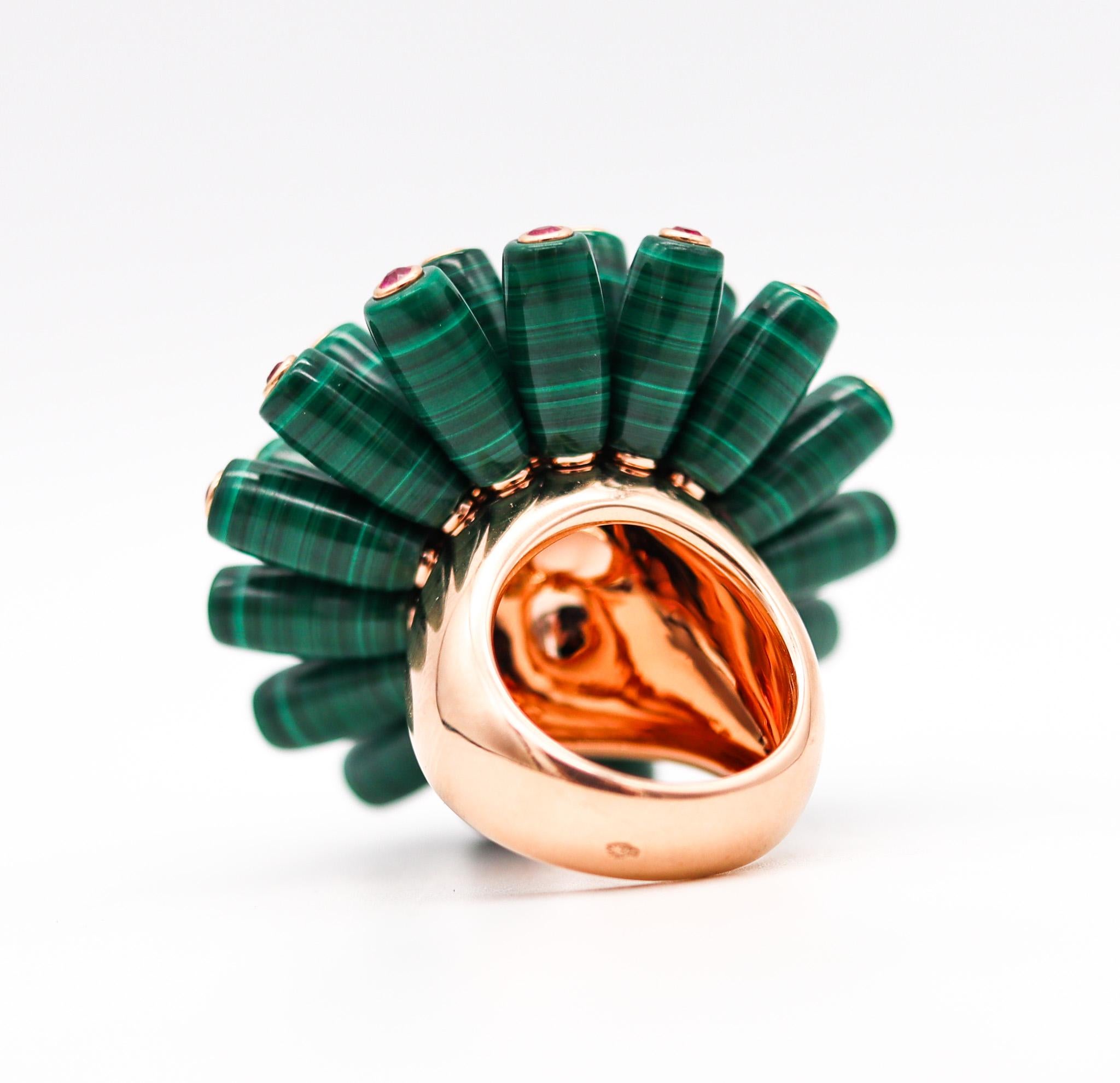 Women's Cartier Nouvelle Bague Cocktail Ring In 18Kt Gold With Malachite And Rubies