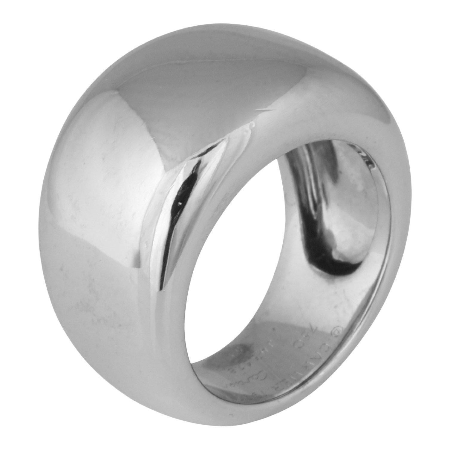 Cartier Nouvelle Vague 18 Karat White Gold Wide Ring In Excellent Condition In MIAMI, FL