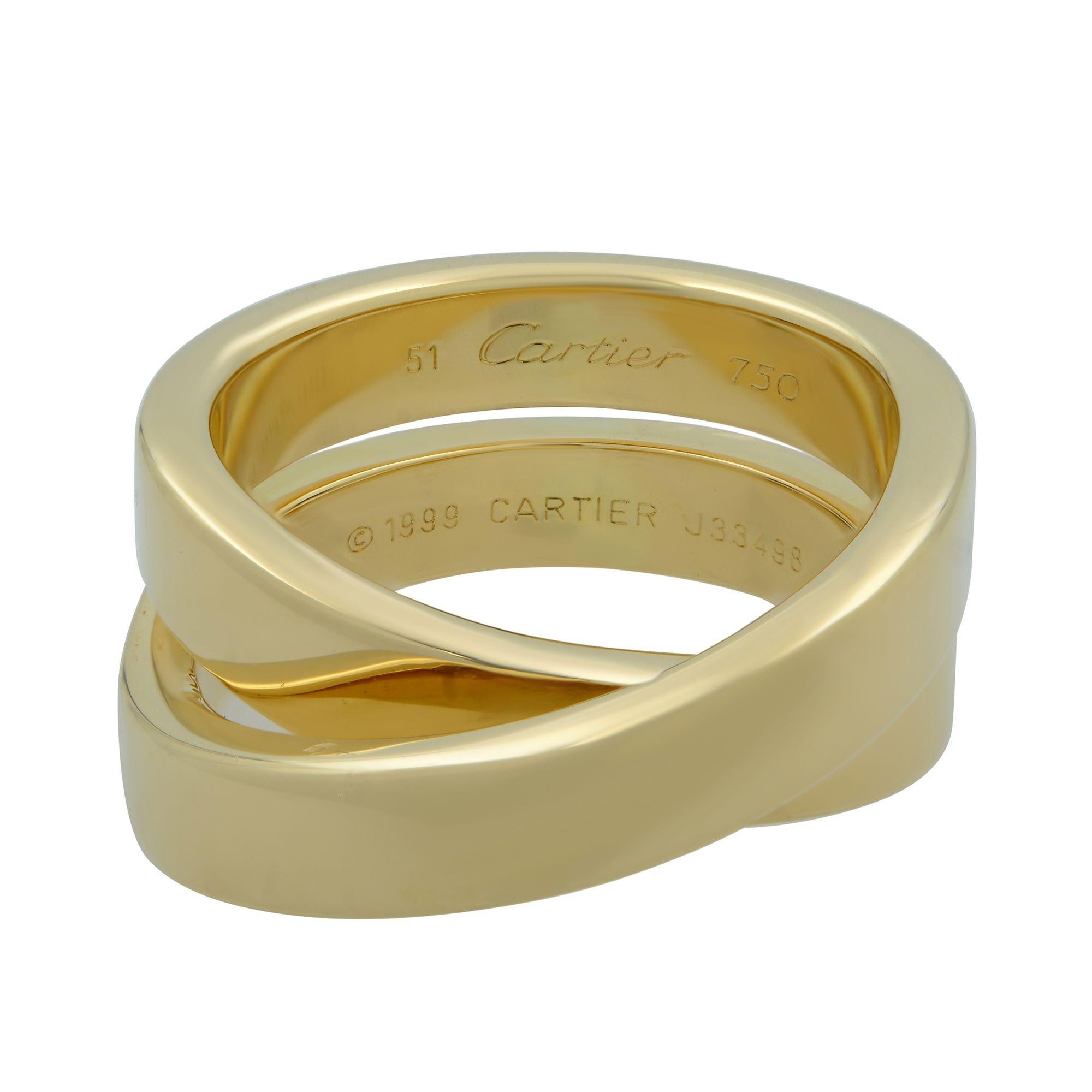 Cartier Nouvelle Vague 18 Karat Yellow Gold Crossover Ring In Excellent Condition In New York, NY