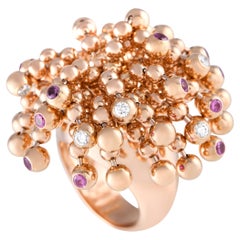 Cartier Nouvelle Vague 18k Rose Gold Diamond and Pink Sapphire Ring