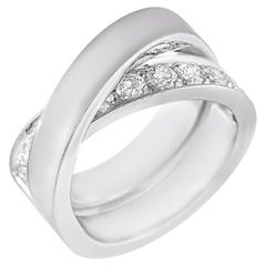 Cartier Nouvelle Vague 18K White Gold 1.77 Ct Diamond Crossover Ring