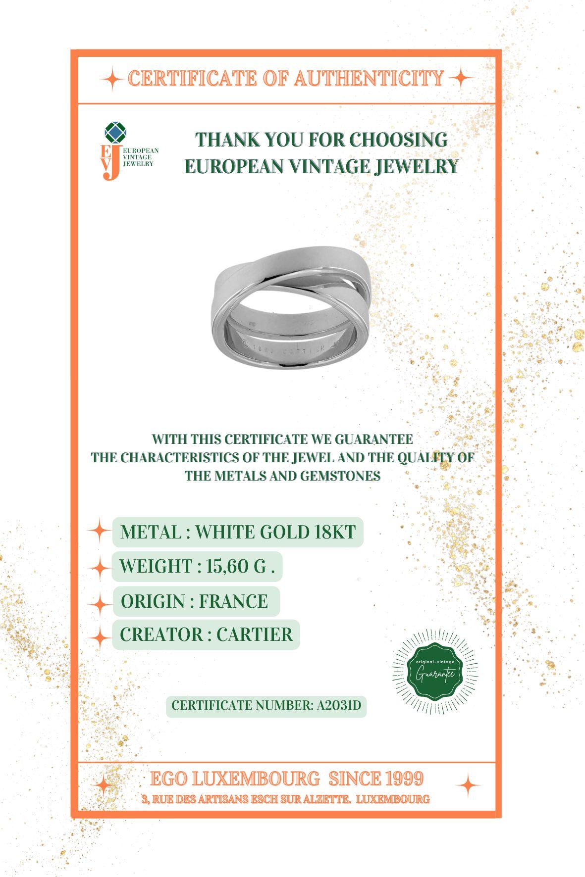 Cartier Nouvelle Vague Anello a fascia incrociata in oro bianco in vendita 7