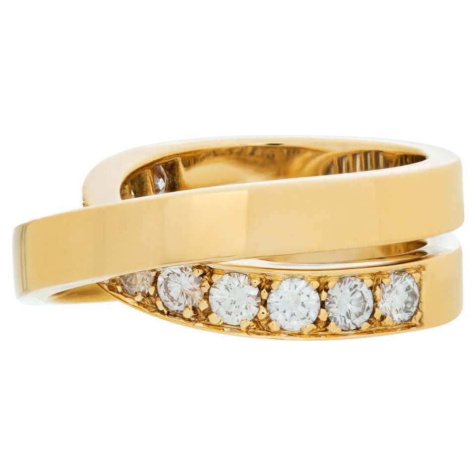 Cartier Nouvelle Vague Diamond Gold Crossover Ring For Sale at 1stDibs
