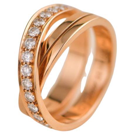 Cartier Nouvelle Vague, bague croisée en or rose et diamants en vente