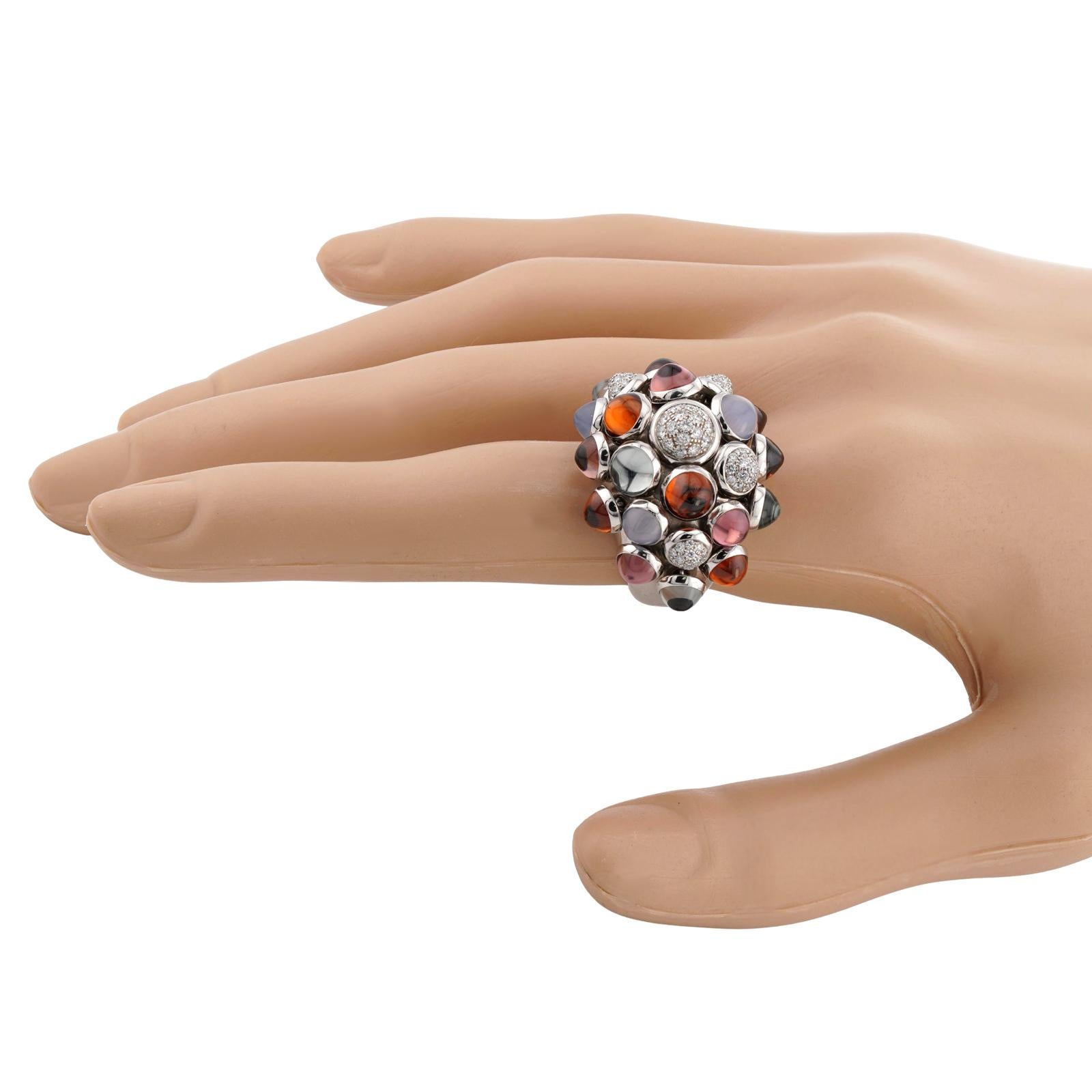 Brilliant Cut CARTIER Nouvelle Vague Diamond Gemstone White Gold Ring For Sale