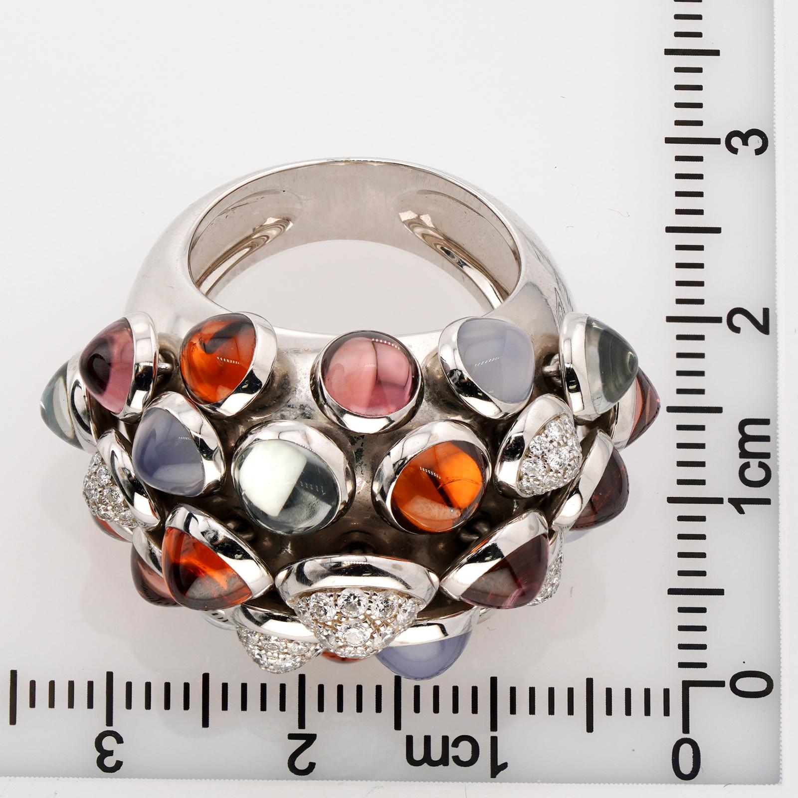 CARTIER Nouvelle Vague Diamond Gemstone White Gold Ring In Excellent Condition For Sale In New York, NY