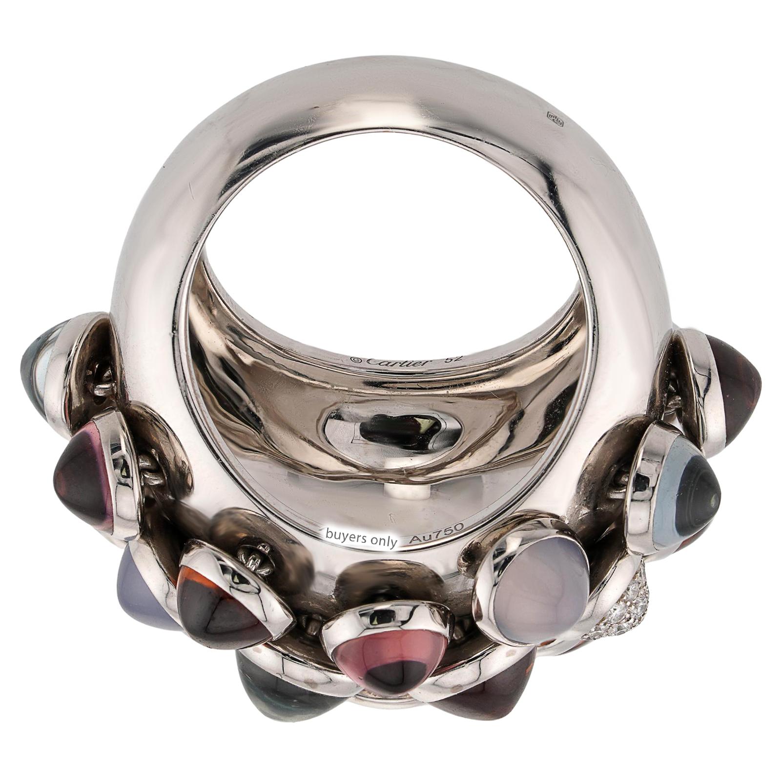Women's CARTIER Nouvelle Vague Diamond Gemstone White Gold Ring For Sale