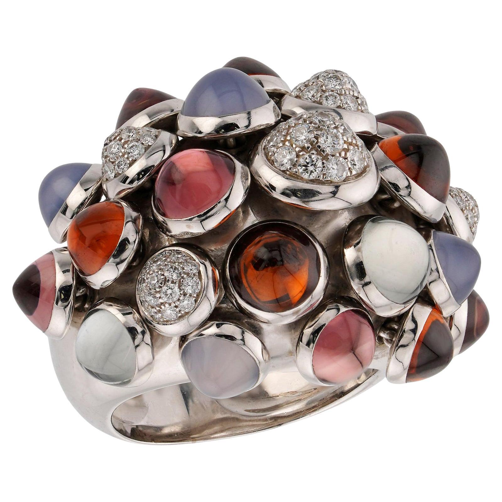 CARTIER Nouvelle Vague Diamond Gemstone White Gold Ring