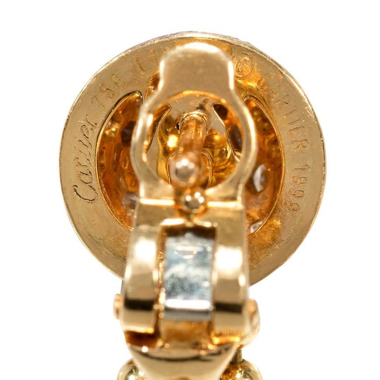 Cartier Nouvelle Vague Gold and Diamond Earrings with Ball Chain Fringe
