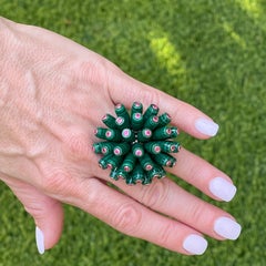 Anello da cocktail Cartier Nouvelle Vague Malachite Ruby 18 Karat Rose Gold Estate