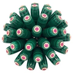 Cartier Nouvelle Vague Malachite Ruby 18 Karat Rose Gold Estate Cocktail Ring