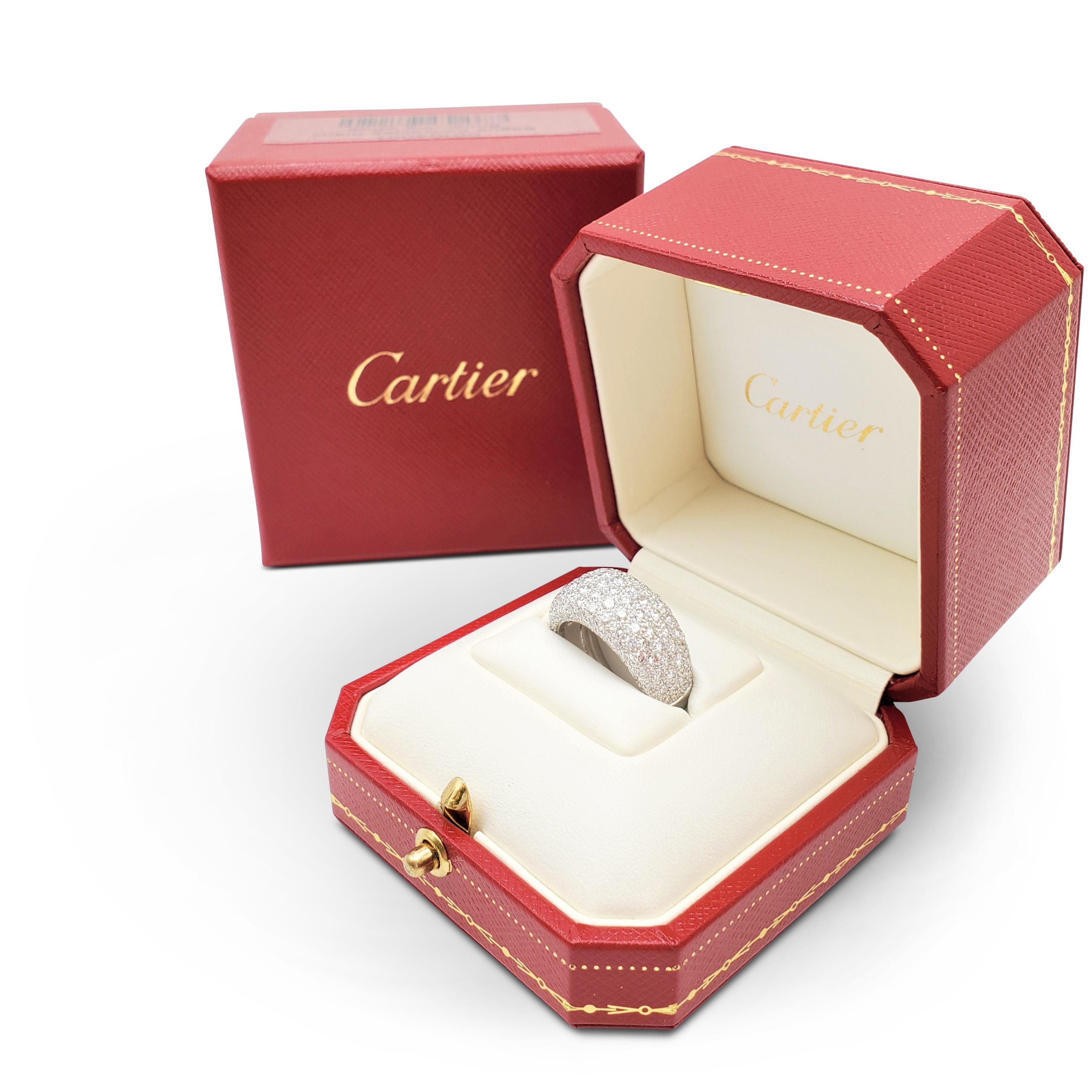 Cartier 'Nouvelle Vague' White Gold and Diamond Pavé Dome Ring In Excellent Condition In New York, NY
