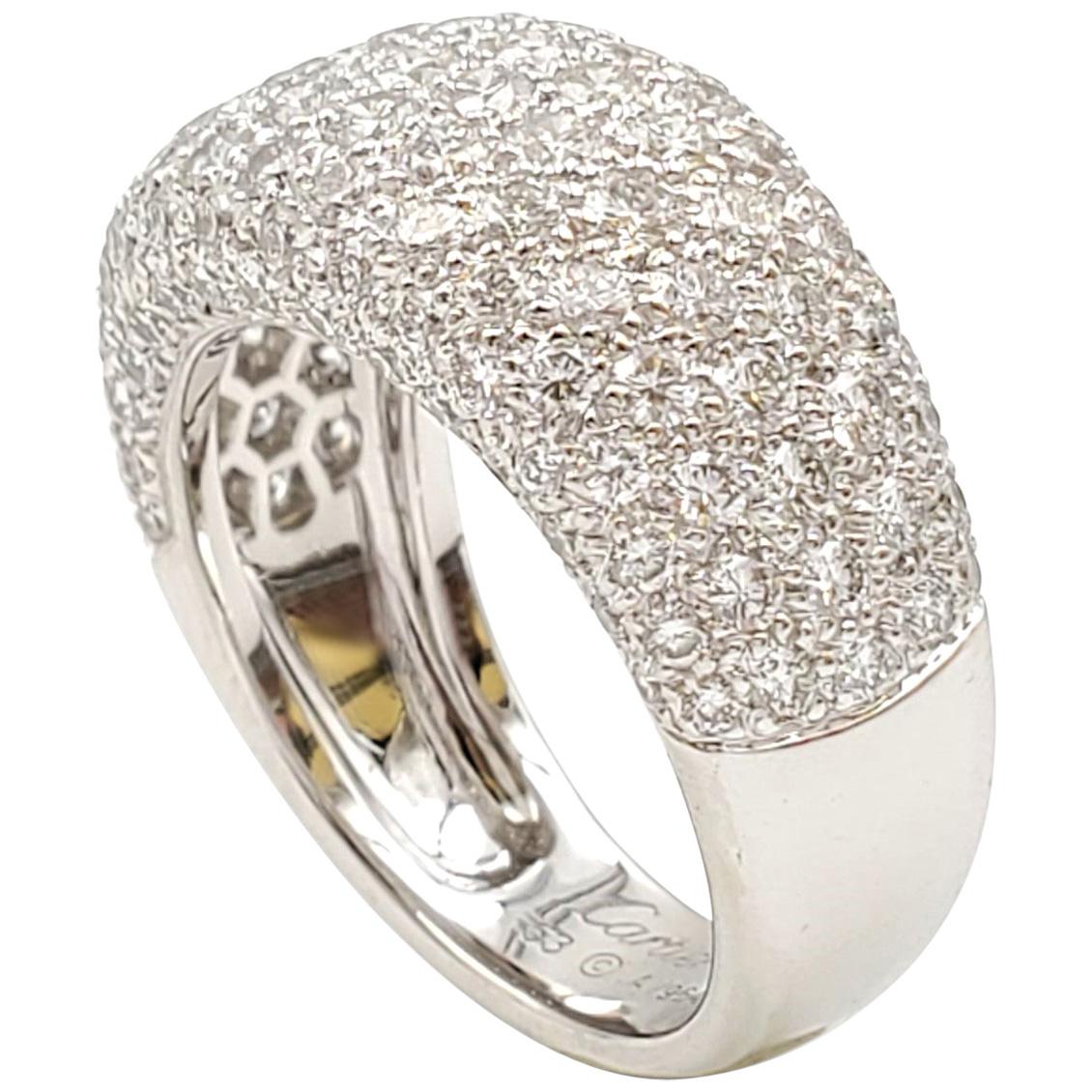Cartier 'Nouvelle Vague' White Gold and Diamond Pavé Dome Ring