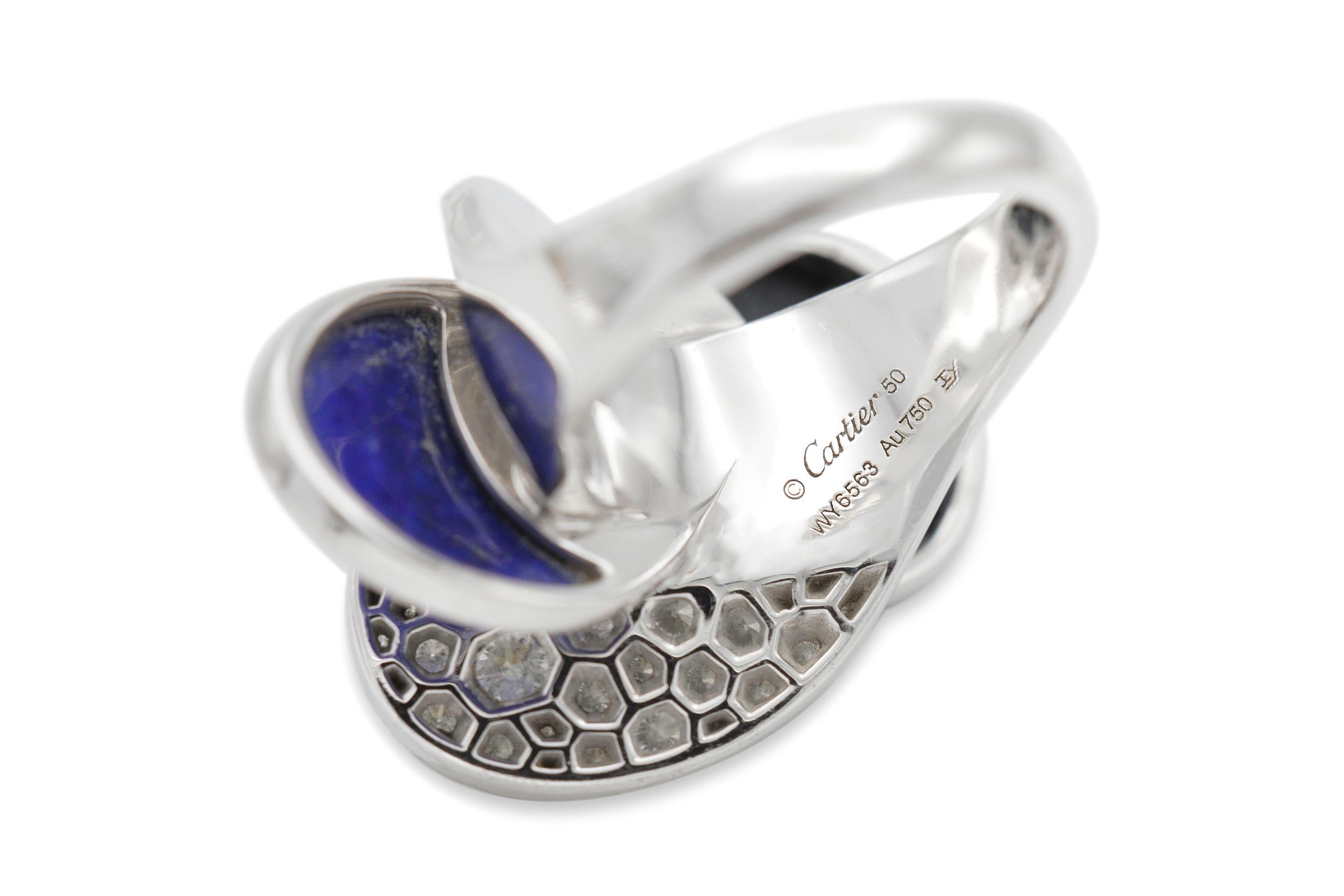 Cartier Nouvelle Vogue Ring with Lapis Onyx and Diamonds In Good Condition In New York, NY
