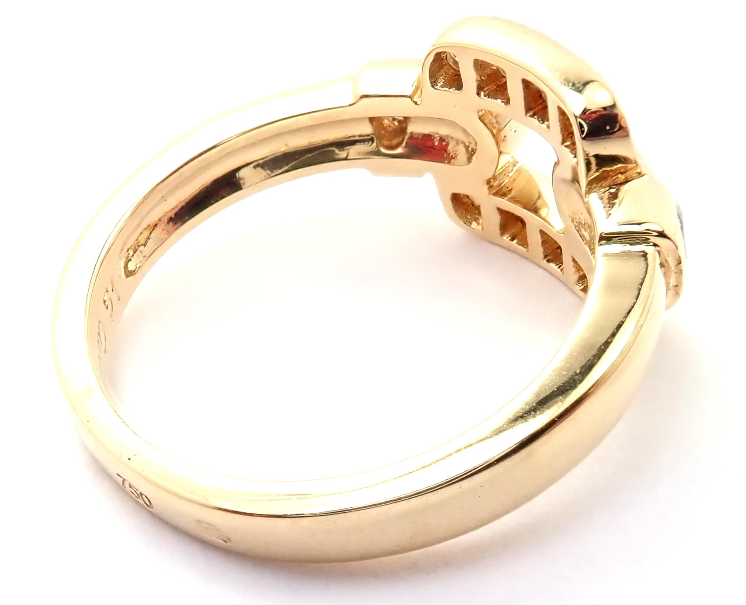 18k Yellow Gold Diamond  Nymphea Band Ring by Cartier. 
With 10 round brilliant cut diamonds VVS1 clarity, E color total weight approximately .50ct
Details:
Ring Size: European 51, US 5.75
Weight: 4.9 grams
Width: 10mm
Stamped Hallmarks: Cartier 750