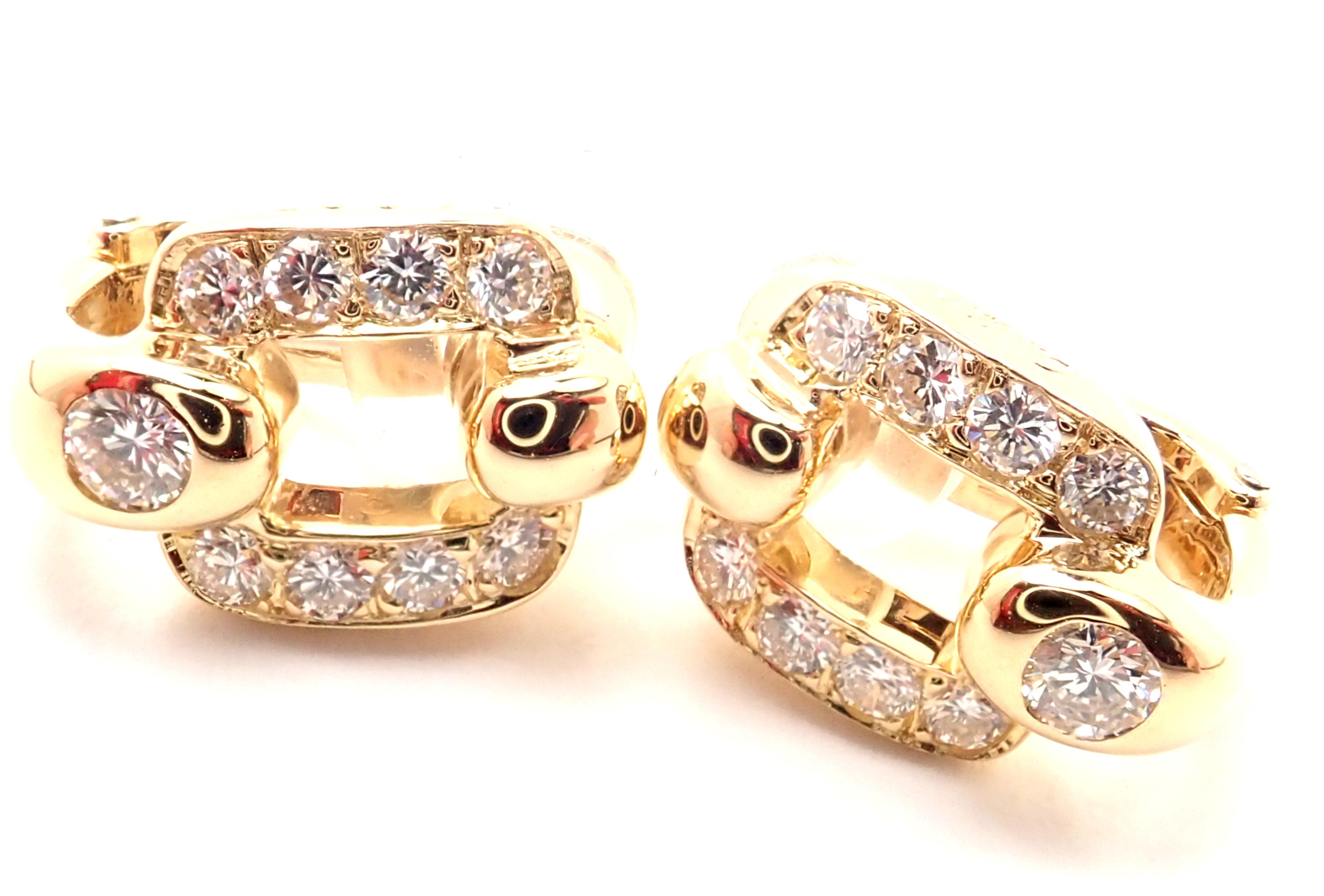 Cartier Nymphea Diamond Yellow Gold Earrings 2