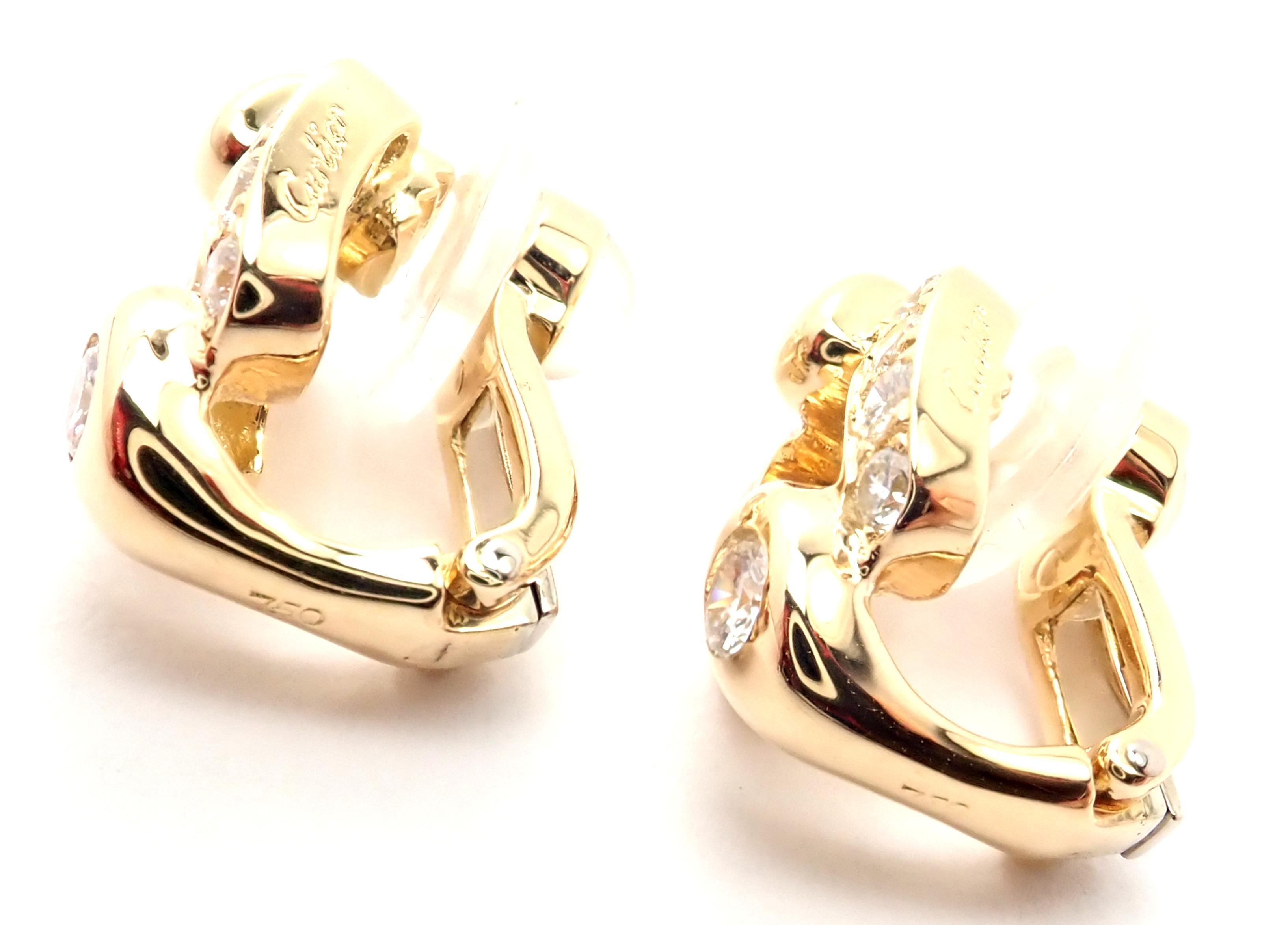Cartier Nymphea Diamond Yellow Gold Earrings In Excellent Condition In Holland, PA