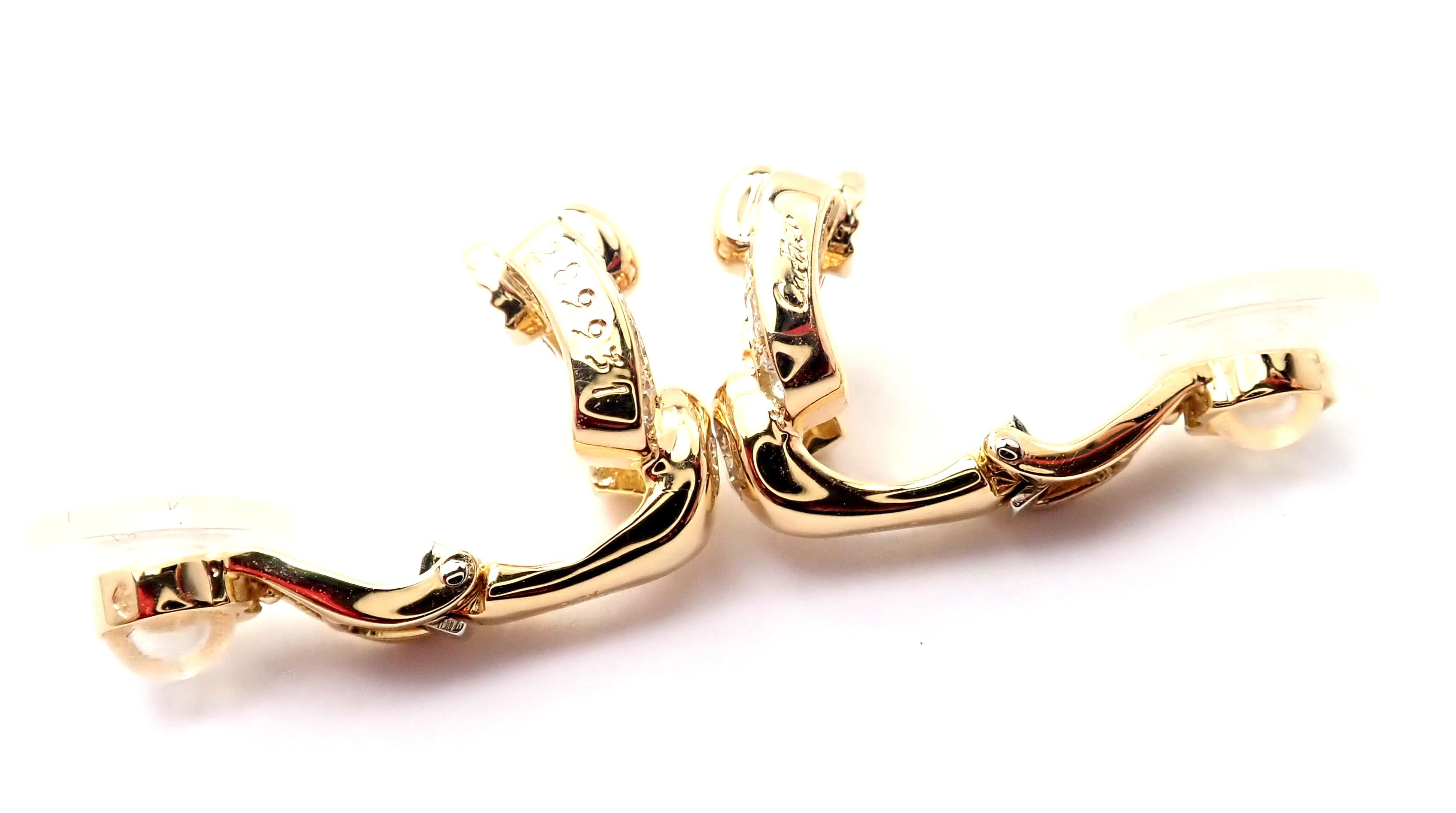 Women's or Men's Cartier Nymphea Diamond Yellow Gold Earrings
